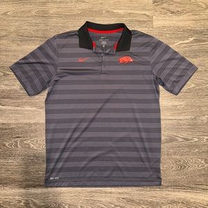 Nike Charcoal Striped Arkansas Razorback Dri-Fit Golf Shir